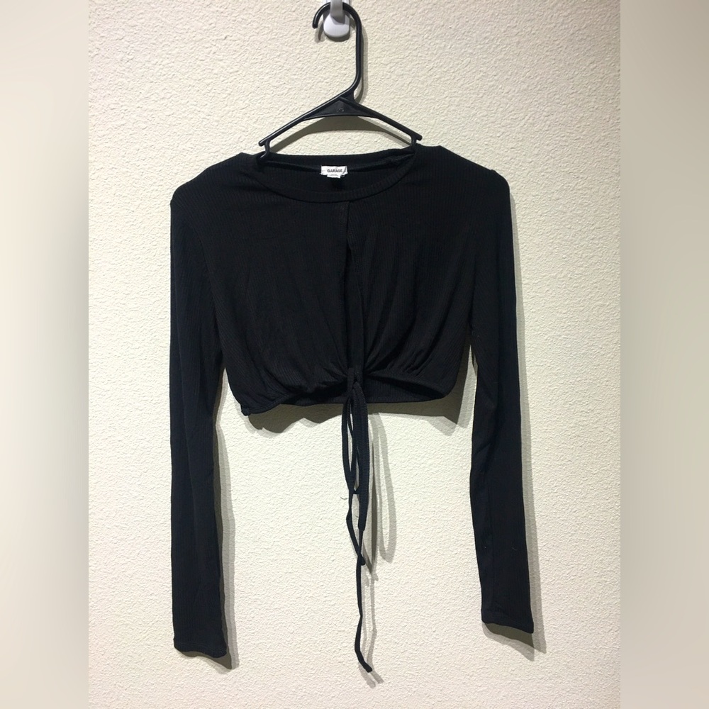 Black Open Chest Crop Top